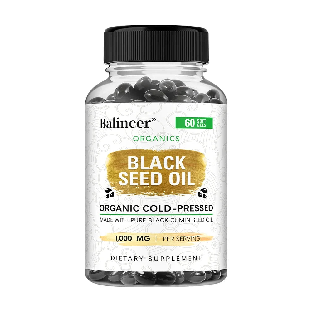 Organic Black Cumin Seed Oil 1000 mg - Immune Support, Promotes Hair Growth, Provides Nutritive Antioxidants, Non-GMO Supplement