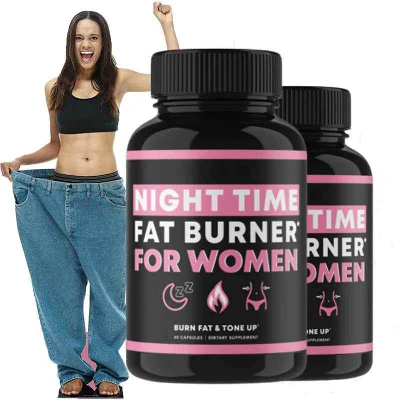 Night Time Fat Burner Supplement for Women, Belly Fat Burner &amp; Tone Up Pills for Bloating &amp; Metabolism, Appetite Suppressant