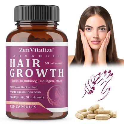 Hair Growth Vitamins for Women and Men - with Biotin &amp; Saw Palmetto, Naturally Regrow Stronger &amp; Healthier Hair, Skin and Nails