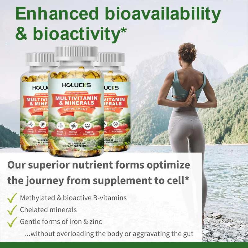 HOLUCKS Multivitamins &amp; Multiminerals Supplement with Methylated Vitamins Chelated Minerals for Energy, Focus &amp; Immune Health