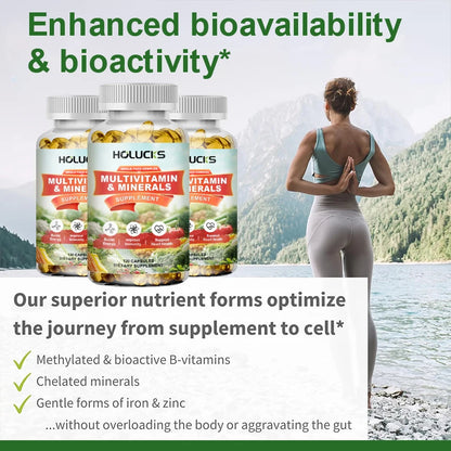 HOLUCKS Multivitamins &amp; Multiminerals Supplement with Methylated Vitamins Chelated Minerals for Energy, Focus &amp; Immune Health