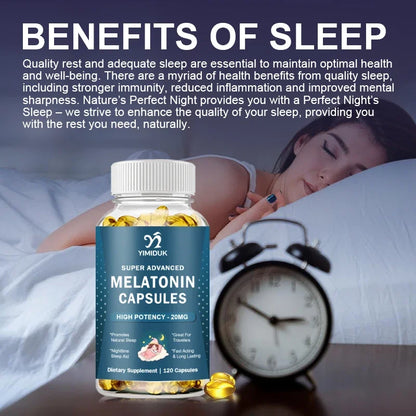 High Potency Melatonin 20 Mg Capsules, for Promotes Natural Sleep, Relaxation and revitalized, GMP Certified, Gluten Free