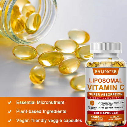 Vitamin C 1500mg with Zinc 20mg, 120 Capsules, Overall Health Vitamin Dietary Supplement, Non-GMO &amp; Gluten-Free Vegetarian