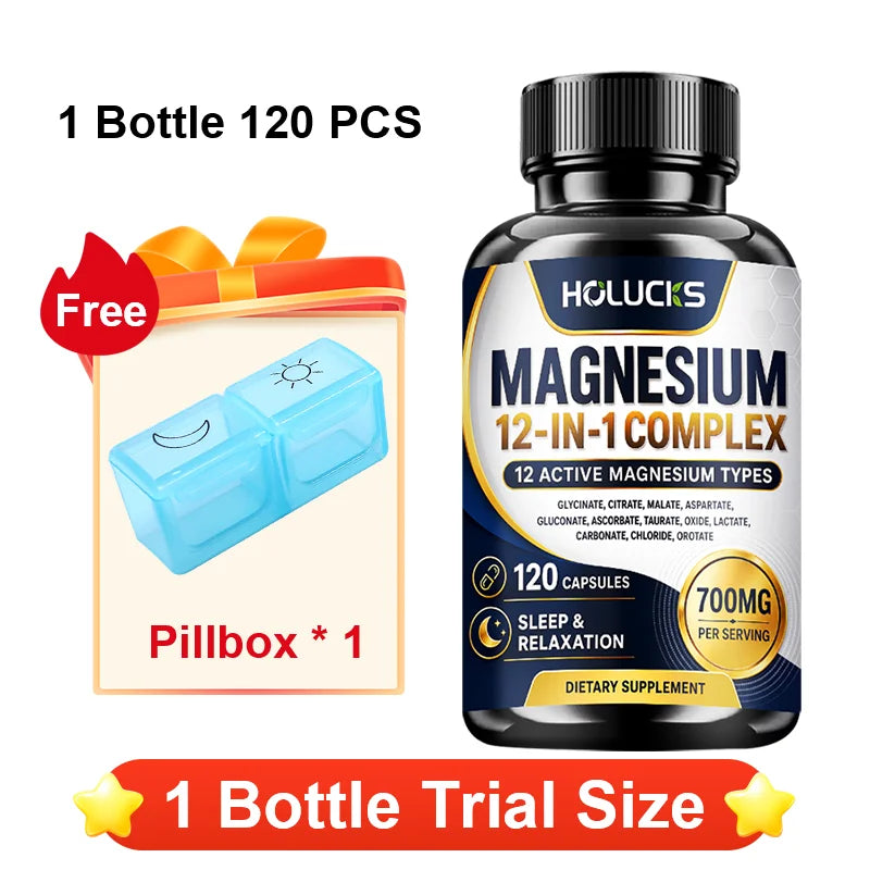 Magnesium Supplement, with Magnesium Glycinate, Supports Muscle, Sleep, Nerve, Heart, Digestive Health, Daily Memory, Vitality