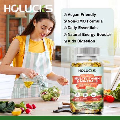 HOLUCKS Multivitamins &amp; Multiminerals Supplement with Methylated Vitamins Chelated Minerals for Energy, Focus &amp; Immune Health