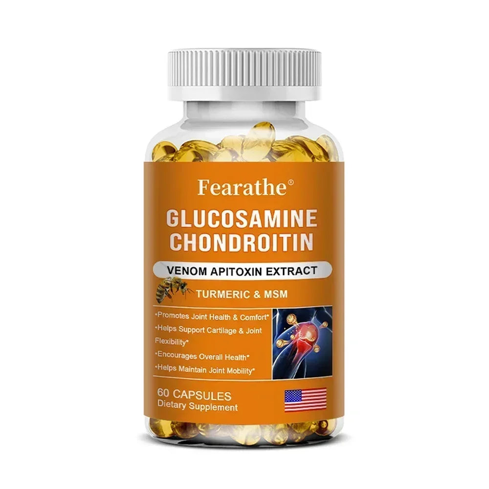 Glucosamine Chondroitin Turmeric and MSM - with Venom Bee Venom Extract, Bone, Joint and Cartilage Capsules