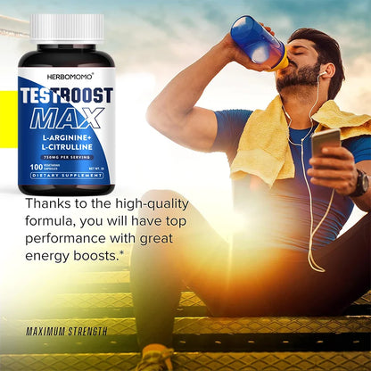 100 Capsules L-Arginine &amp; L-Citrulline Male Enhancing Supplement for Reproductive Health Natural Energizer Supporting Energy And