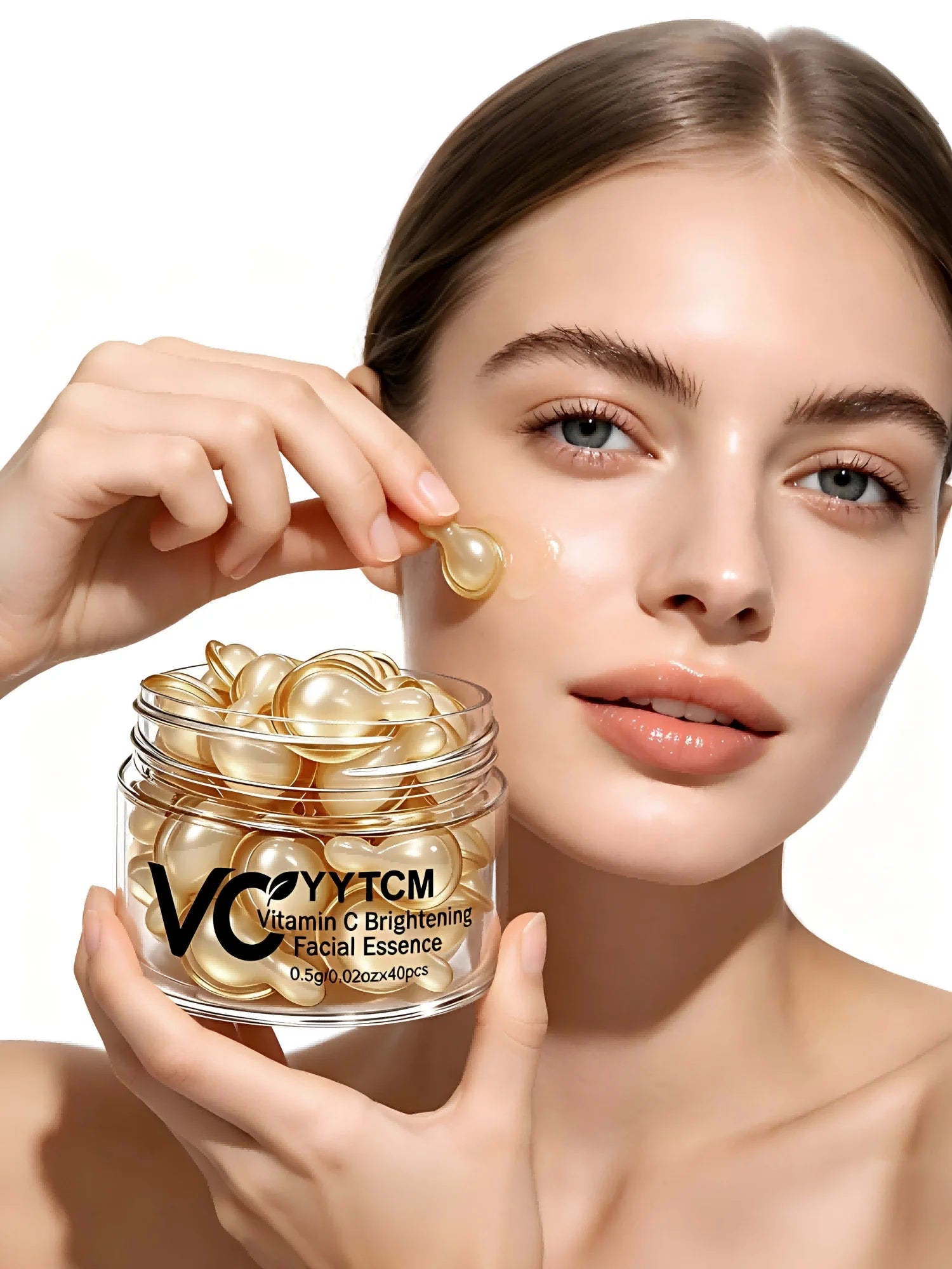 Vitamin C Facial Serum, Moisturizing and Brightening, Firming the Skin, Contains Vitamin E, Retinol, Hyaluronic Acid Facial Skin Care Serum, 18 Capsules/30 Capsules/40 Capsules/50 Capsules/60 Capsules/80 Capsules/100 Capsules